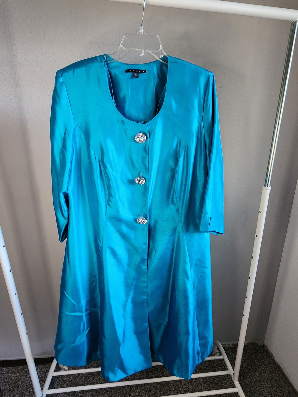 Tiana B. Teal Long Blazer Jacket And Dress